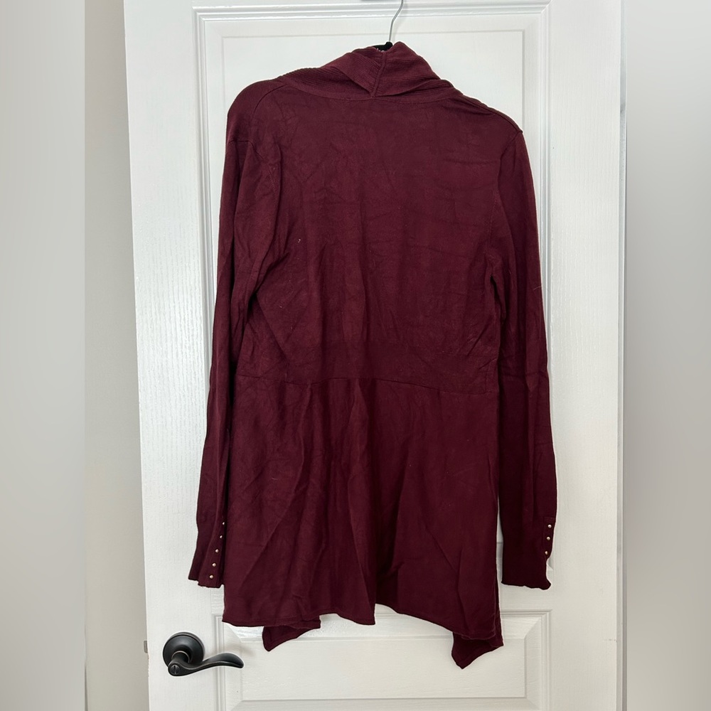 Whbm Burgundy Open Front Cardigan - image 2